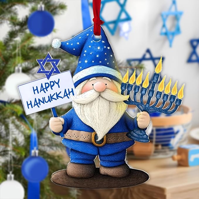 Personalized Gnome Ornament - Star of David Ornament, Custom Hanukkah Ornaments for Tree, Jewish Ornaments, for Women Men, Keepsake for Chrismukkah Decorations