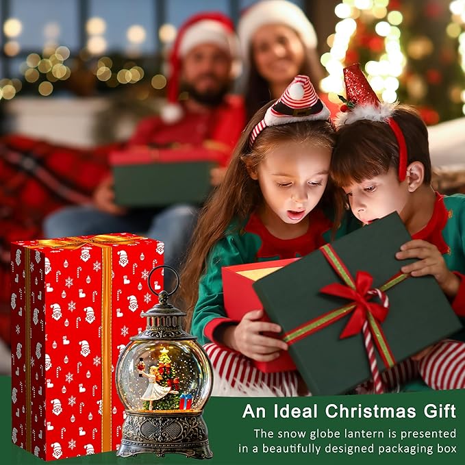 9.8" Christmas Snow Globe Water Lantern with Clara & Nutcracker Suite Scene Battery Operated or USB Powered Musical Lighted Holiday Decoration for Tabletop Display for Family and Friends