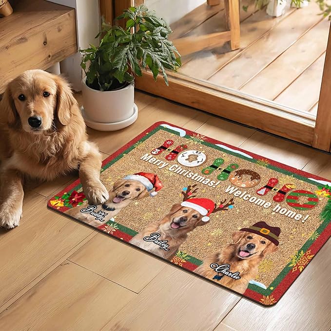Custom Christmas Name Door Mat for Family, Personalized Christmas-Decor Indoor, Custom Merry-Christmas Door Mat, Christmas Decor Gifts Customized