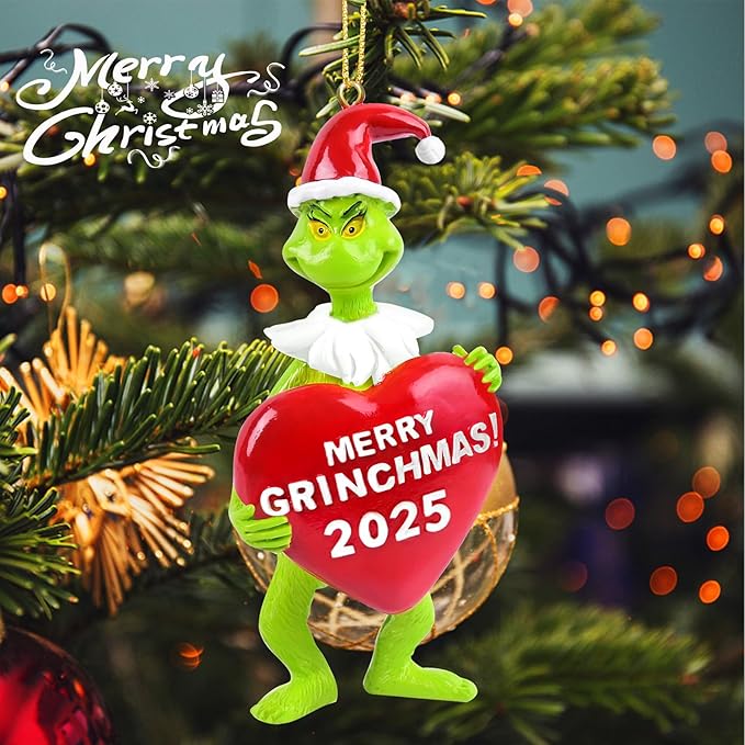 2025 Christmas Ornaments, 3D Christmas Hanging Ornament, Funny Christmas Tree Decorations, Hanging Accessories Outdoor Indoor Decor, Gift for Friends Families Neighbors (Green)