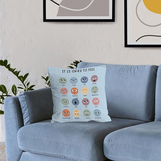 Nogrit Counseling Office Must Haves Throw Pillow Cover, Calming Corner, Mental Health Pillowcase Decor for Home Kids,Mental Health Counselor Gifts, Calming Corner Pillow Covers 18x18 Light Blue