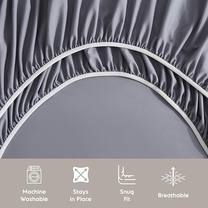 Nestl Extra Deep Twin XL Sheet Set - 4 Piece Breathable & Cooling Sheets - Hotel Luxury Bedding Set w/18-24 Inch Deep Pockets - Easy & Secure Fit - Super Soft, Wrinkle Free & Comfy - Dark Gray