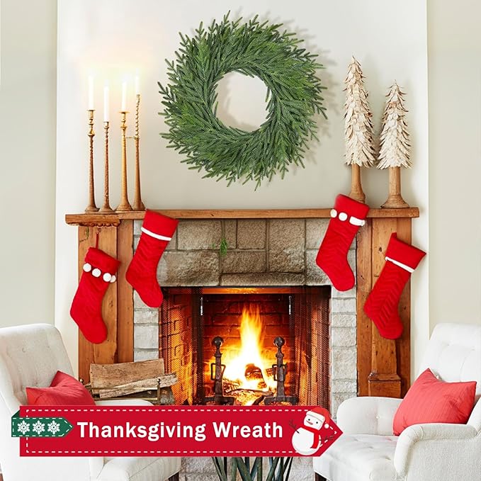 26 Inch Christmas Wreaths for Front Door Real Touch Large Xmas Winter Pine Cedar Wreaths for Windows Outdoor Indoor Christmas Holiday Home Yard Farmhouse Wall Front Door Porch Hanging Decor Clearance