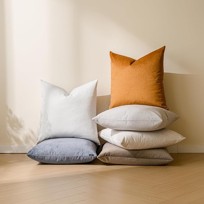 a moment Pack of 2 Stain-Resistant Throw Pillow Covers Pet-Friendly Pillowcases Cushion Covers for Sofa Couch Bed Outdoor Waterproof 18x18 Inch Gold Brown