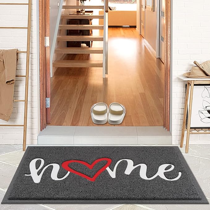 StepLively Door Mat Home Welcome Mats Outdoor and Indoor, Heavy-Duty Low-Profile Non-Slip Front Welcome Mat for Home Entrance, Outside Entry, Yard, Floor, (30''x17.5'', Grey)