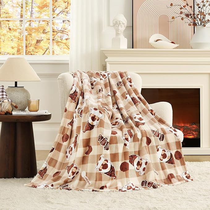 Cozy Bliss Coffee Gnome Throw Blanket - Warm MilkyPlush™ Throw Blankets,Ultra Soft Cozy Blankets for Couch,Sofa and Bed,Brown,60X80inches