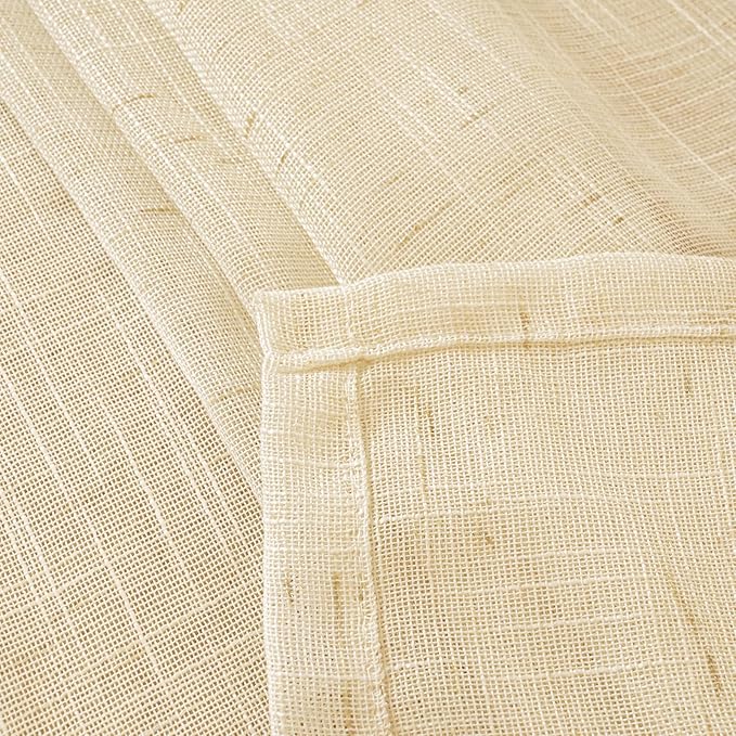 YoungsTex Champagne Linen Semi Sheer Curtains 72 Inch Length for Living Room, Light Filtering Textured Window Treatments Rustic with Rod Pocket Back Tab for Bedroom Dining, 2 Panels, 52 X 72 Inch