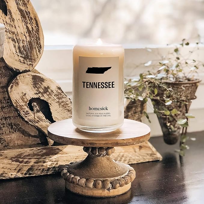 Homesick Scented Candles for Home (Tennessee) - 13.75 oz Long-Lasting Soy Wax Jar Candle for Women & Men for All Occasions, 60-80 Hours Burn Time - Notes of Patchouli, Sandalwood & Tonka Bean