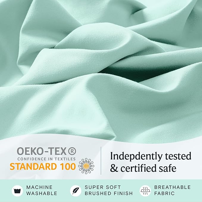 LuxClub 4 PC Sheet Set Bed Sheets Deep Pockets 16" Eco Friendly Wrinkle Free Cooling Machine Washable Hotel Bedding Silky Soft - Aquamarine Full