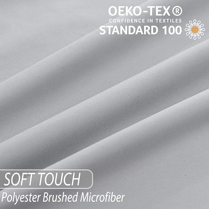 Whitney Home Textile Twin Sheets Set, Soft Microfiber Hotel Bed Sheets Twin Size, Extra Deep Pocket, Luxury Breathable Bedding Sheet & Pillowcase Sets, 3 Piece Wrinkle Free Oeko-Tex, Grey