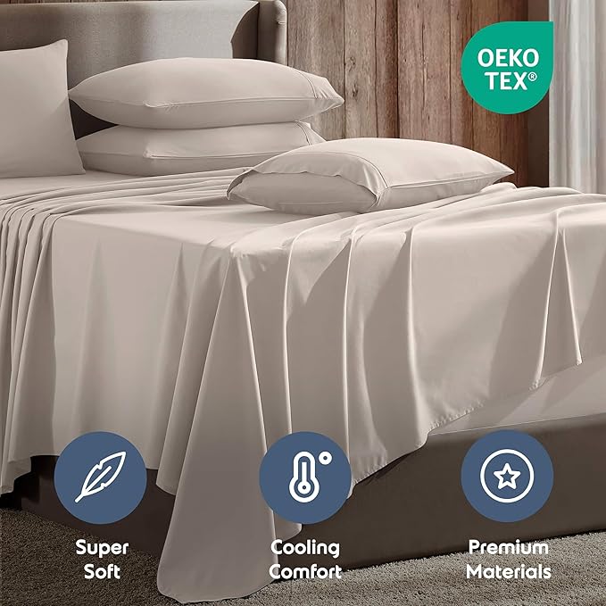Nestl Extra Deep Queen Sheet Set - 6 Piece Breathable & Cooling Sheets - Hotel Luxury Bedding Set w/18-24 Inch Deep Pockets - Easy & Secure Fit - Super Soft, Wrinkle Free & Comfy - Linen