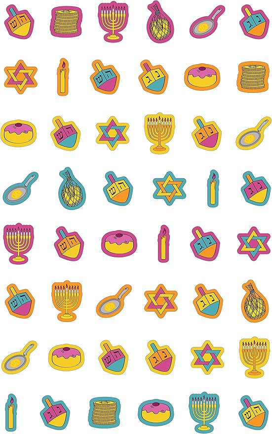 The Dreidel Company Hanukkah Sticker Pieces, Great for Arts and Crafts, Decoration, Party Favors, 1008 Stickers (Style 1)