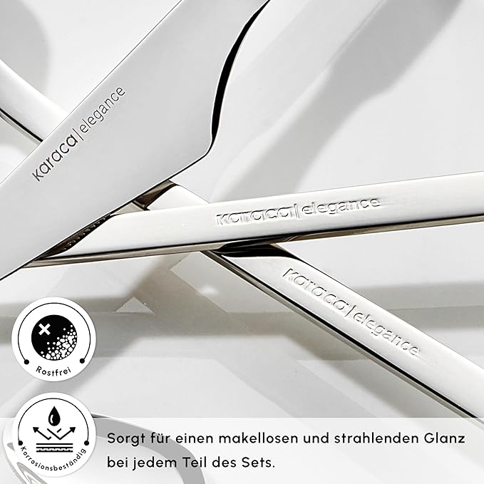 Karaca Boreas 84-Piece Kitchen Silverware Sets, Stainless Steel Cutlery Set for 12 People, Durable, Elegant, Dishwasher Safe, Includes Table & Dessert Spoons, Forks & Knives