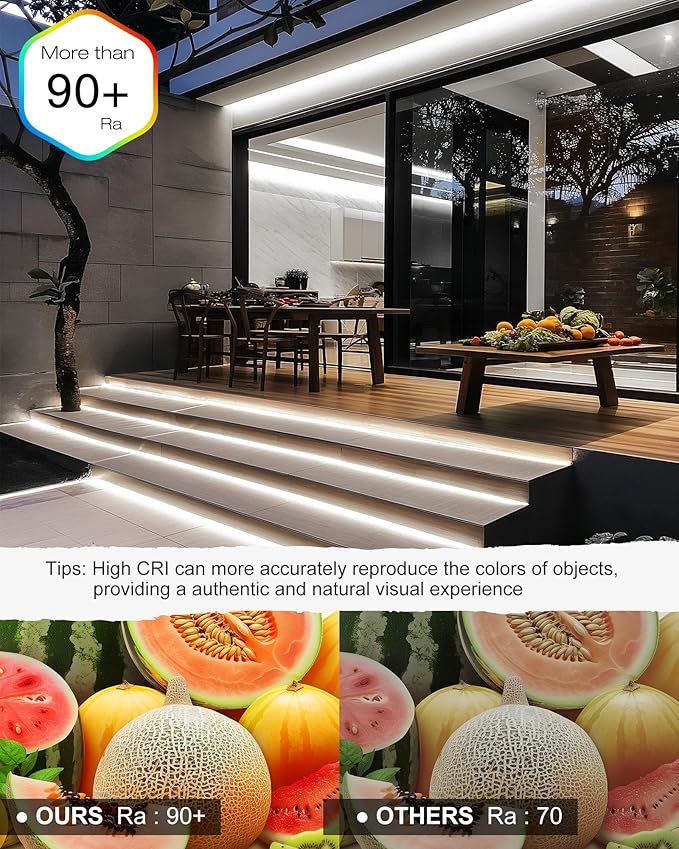 EMITEVER COB LED Strip Lights Waterproof IP67, 5000K White Outdoor 24V Dimmable Silicone LED Tape Lighting 16.4ft High Density, 300+LM/ft, 2400LEDs,3W/ft, UL Listed (Power Supply Not Included)