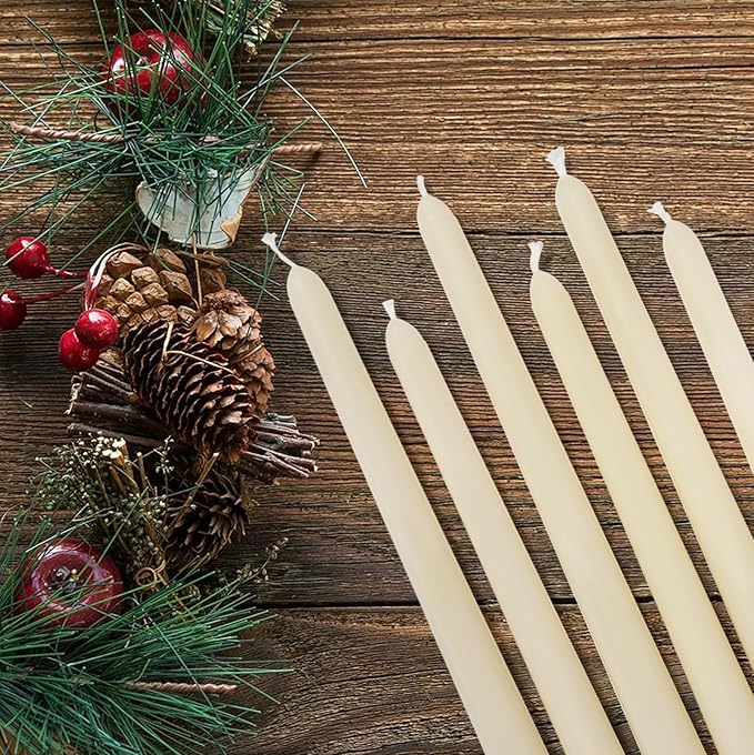 12 Inch Taper Candles 6 Pcs Unscented, Smokeless, Dripless Long Tapered Candlesticks Candles for Christmas Birthday Dinner Wedding Party Home Decor
