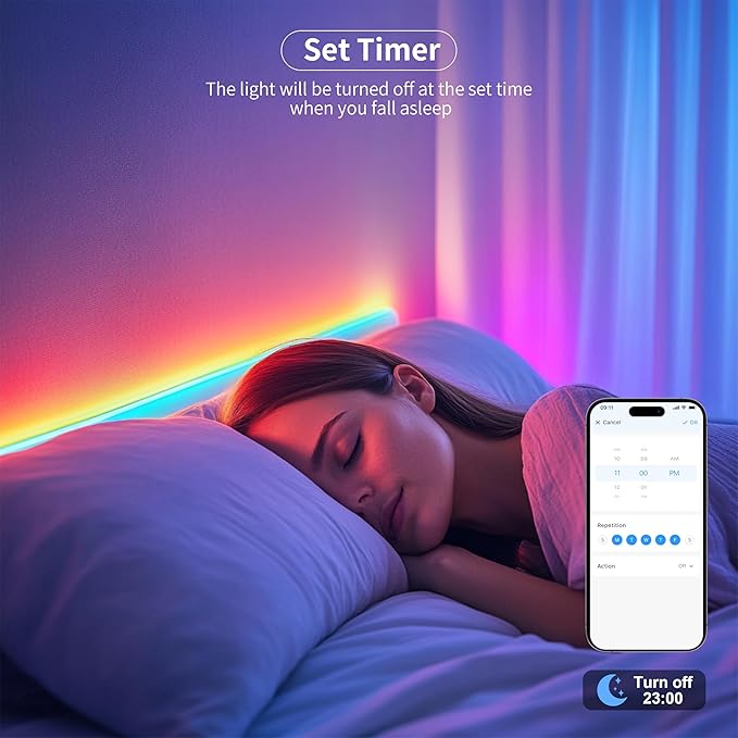 MIWISE RGB Smart IC COB LED Strip Light,32.8ft Color Chasing Flexible LED Tape Light,WS2811 Addressable RGB Strip with APP Control/Music Mode,Work with Alexa/Google,for Home DIY Lighting Projects