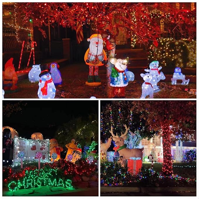 YEGUO 165ft 500 LED Halloween Lights Outdoor Waterproof, Red String Lights Plug in, Green Wire Twinkle Christmas Lights Indoor with Timer Memory 8 Modes