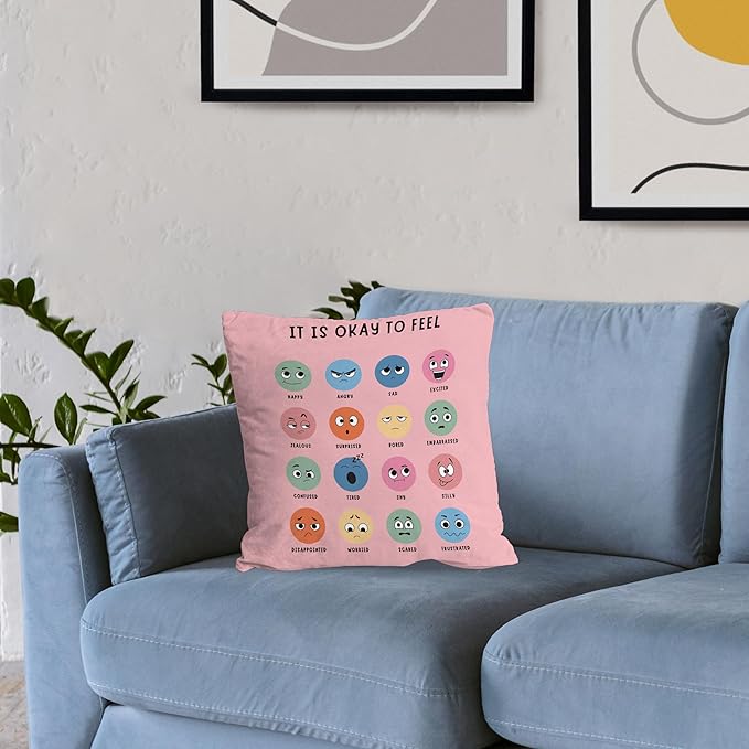 Nogrit Counseling Office Must Haves Throw Pillow Cover, Calming Corner, Mental Health Pillowcase Decor for Home Kids,Mental Health Counselor Gifts, Calming Corner Pillow Covers 18x18 Pink