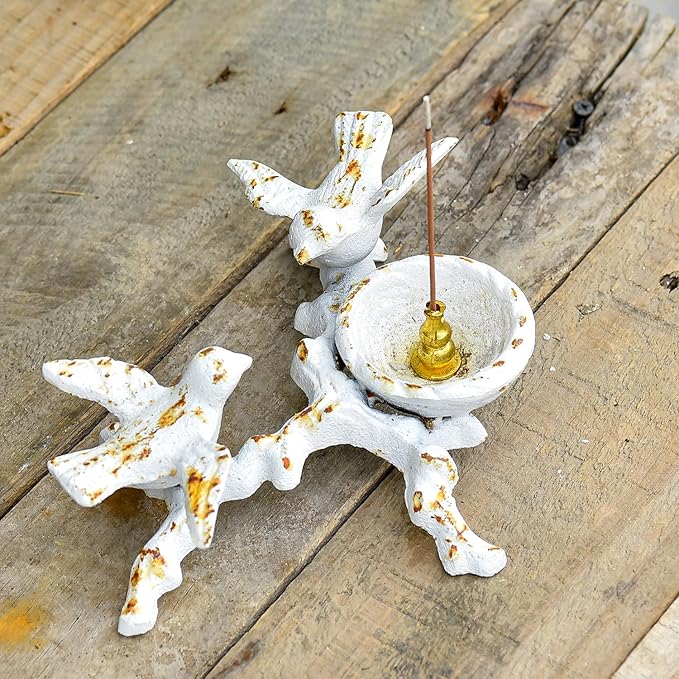 Sungmor Vintage Cast Iron Tealight Candle Holder, Lovely & Beautiful Birds Nest Design, Unique Tabletop Shelf Home Decor Pieces, Small Birds Statue Candle Holders Coffee Table Centerpieces Decor