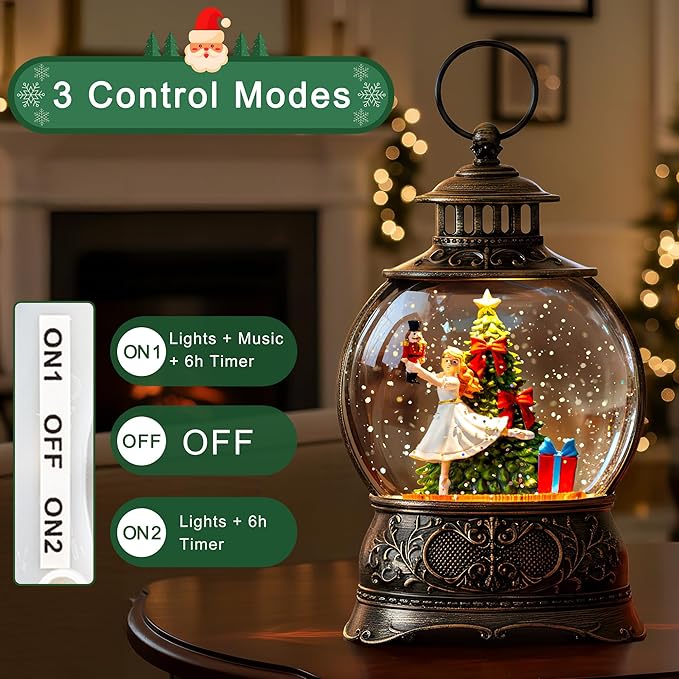9.8" Christmas Snow Globe Water Lantern with Clara & Nutcracker Suite Scene Battery Operated or USB Powered Musical Lighted Holiday Decoration for Tabletop Display for Family and Friends