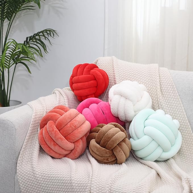 Petrella Knot Pillow Ball Round Throw Pillows Home Decor Cushion Decorative Aesthetic Throw Pillows,Light Green 11inch