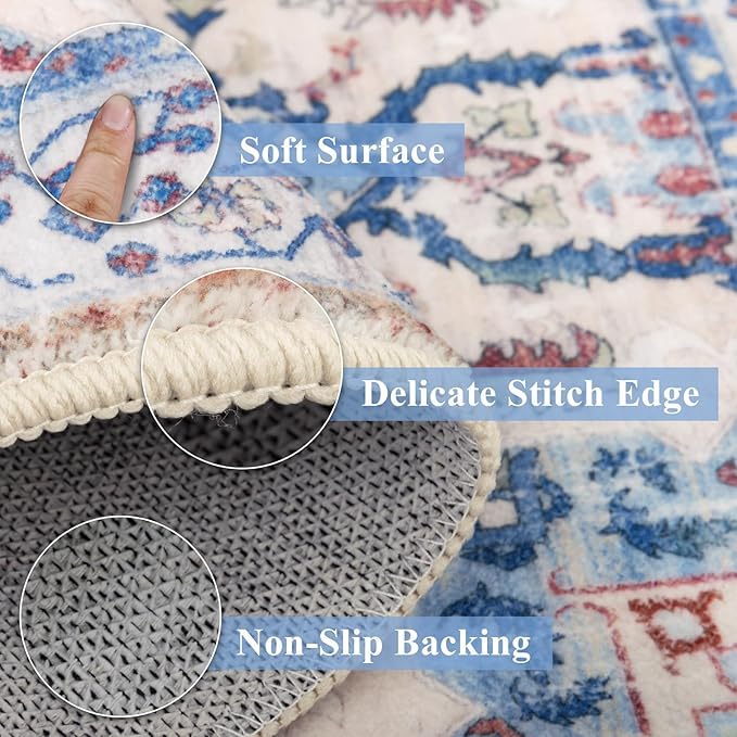 Yamaziot Boho Washable Kitchen Rugs Sets of 3, Non Slip Kitchen Mats for Floor with Rubber Backing, Waterproof & Stain Resistant Thick Carpet Runner Throw Rug for Kitchen, Laundry Room, Hallway