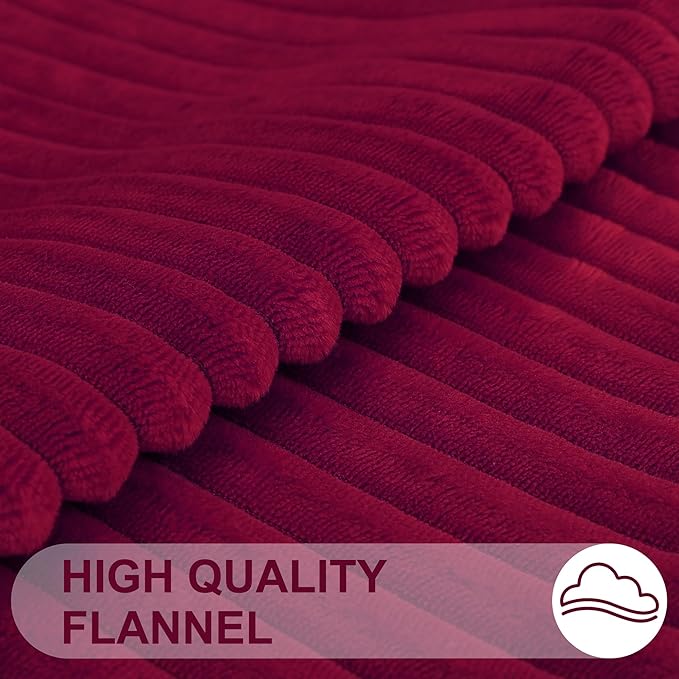 Simmore Decorative Fall Throw Pillow Covers 16x16 Set of 2, Soft Natural Plush Flannel Double-Sided Fluffy Couch Pillow Covers for Sofa Living Room, Burgundy