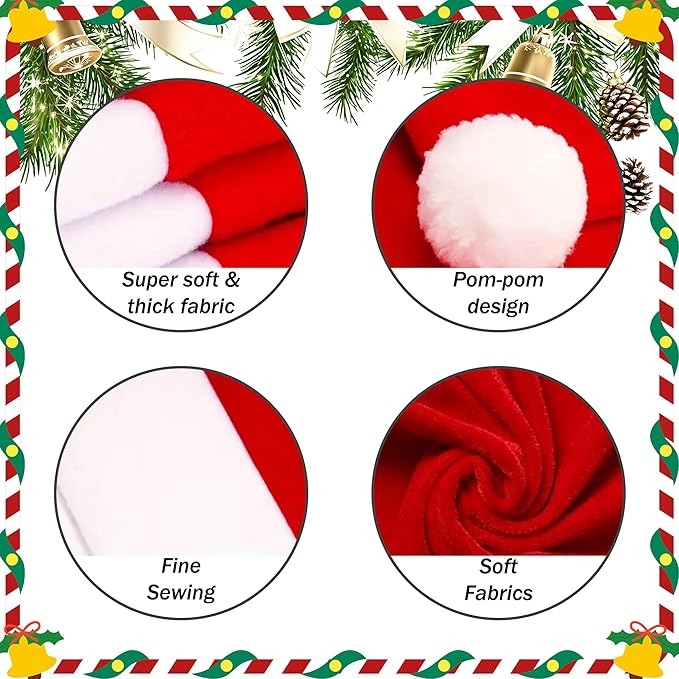 Christmas Chair Covers Hat Chair Back Covers for Xmas Holiday Chair Covers Set of 2, Stretch Parsons Chair Slipcovers Removable Washable Kitchen for Home Hotel Banquet Holiday Decoration