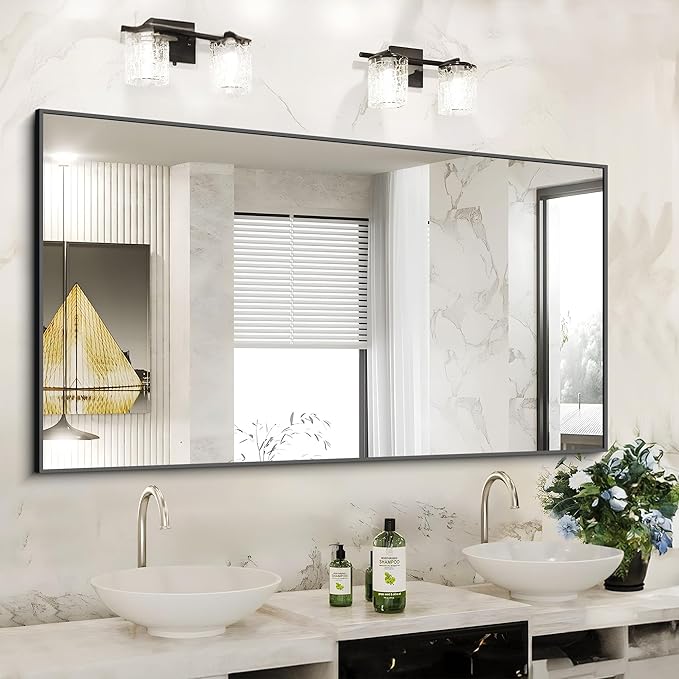 KOCUUY Bathroom Mirror, 30x60 Inch Large Black Mirrors for Wall, Rectangle Long Vanity Mirror with Aluminum Frame Modern Home Decor for Bathroom, Living Room, Entryway, Hang Horizontal/Vertical