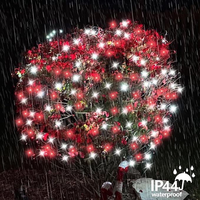 YEGUO 165ft 500 LED Red and White Christmas Lights Outdoor Waterproof, Clear Wire String Lights Indoor Plug in, 8 Modes Clear Wire Twinkle Tree Light for Xmas Party Garden