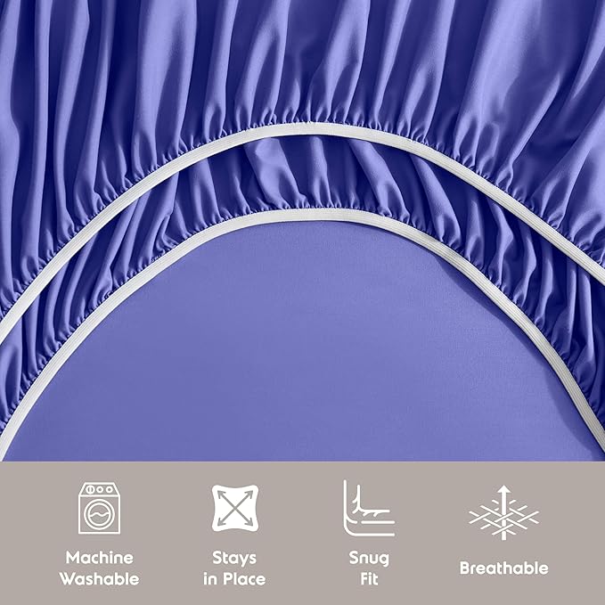 Nestl Extra Deep Twin Sheet Set - 4 Piece Breathable & Cooling Sheets - Hotel Luxury Bedding Set w/18-24 Inch Deep Pockets - Easy & Secure Fit - Super Soft, Wrinkle Free & Comfy - Royal Blue