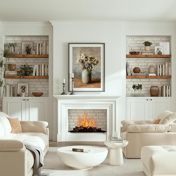 Vivelove Floating Shelves 10 inches Deep, Long 36 x 10 x 1.8 Wall Shelves for Bedroom, Living Room, Kitchen, Office, Bathroom Farmhouse Shelf Home Decor with Invisible Bracket, Rustic Brown