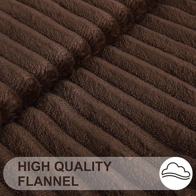 Simmore Decorative Throw Pillow Covers 26x26 Set of 2, Soft Natural Plush Flannel Double-Sided Fluffy Couch Pillow Covers for Sofa Living Room, Brown