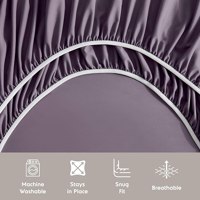Nestl Extra Deep Full Sheet Set - 6 Piece Breathable & Cooling Sheets - Hotel Luxury Bedding Set w/18-24 Inch Deep Pockets - Easy & Secure Fit - Super Soft, Wrinkle Free & Comfy - Purple