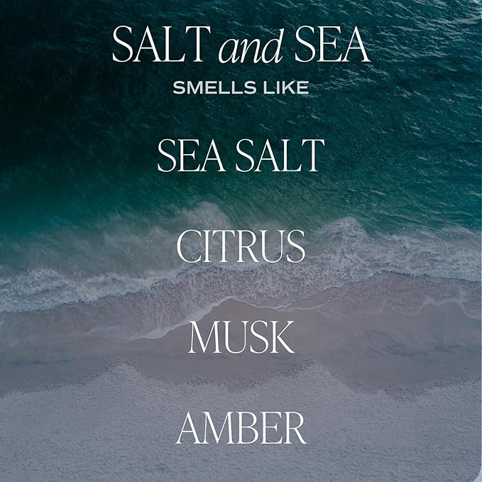 Sweet Water Decor Salt and Sea Candle - Sea Salt, Musk, and Amber Scents - Beach Candles and Decor for Home - 9oz. Clear Jar Soy Candle, Made in The USA