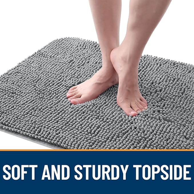 OLANLY Dog Door Mat Set 4-Piece 36x24, Absorbs Moisture and Dirt, Absorbent Non-Slip Washable Doormat, Quick Dry Chenille Mud Mat for Dogs, Entry Indoor Entryway Carpet for Inside Floor, Grey