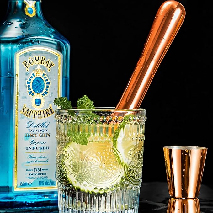 Soing 24-Piece Cocktail Shaker Set,Perfect Home Bartender Kit for Drink Mixing,Stainless Steel Bar Tools with Stand,Velvet Carry Bag & Recipes Cards Included (Rose copper)