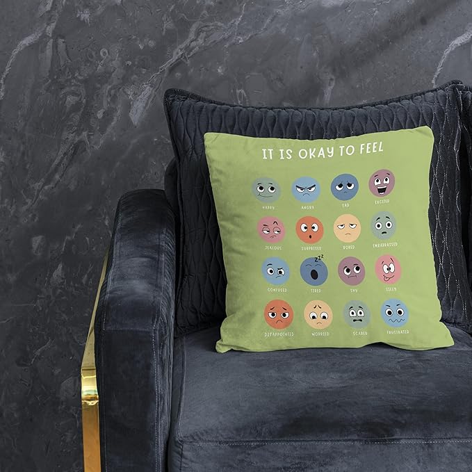 Nogrit Counseling Office Must Haves Pillow Cover, Calming Corner, Mental Health Pillowcase Decor for Home Kids,Mental Health Counselor Gifts, Calming Corner Pillow Covers 18x18 Grass Green