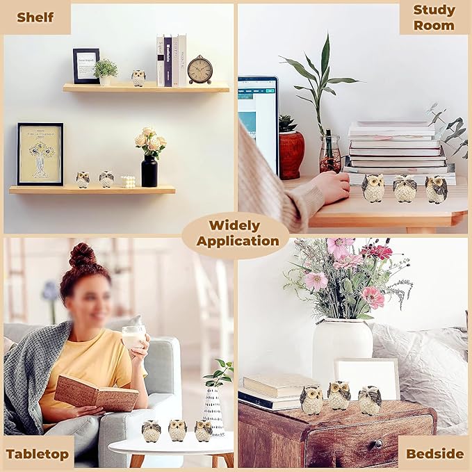 3 Wise Owl Statues, Adorable Owl Figurine for Shelf Decor, Retro Bird Sculpture Animal Decor for Living Room Bedroom Tabletop Mantel, Gift for Women Bird Lover, See No Evil Hear No Evil Speak No Evil