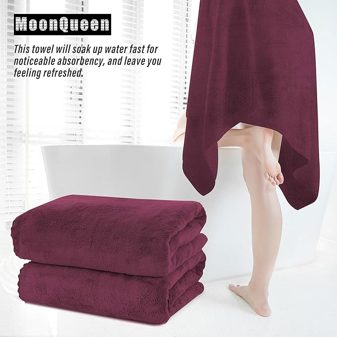 MOONQUEEN 6 Pack Premium Bath Towel Set - Quick Drying - Microfiber Coral Velvet Highly Absorbent Towels - Multipurpose Use as Bath Fitness, Bathroom, Shower, Sports, Yoga Towel (Burgundy)