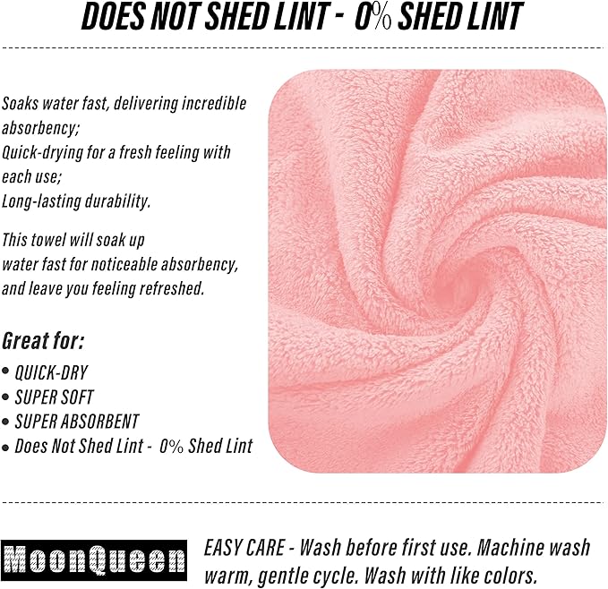 MOONQUEEN 6 Pack Premium Hand Towels - Quick Drying - Microfiber Coral Velvet Highly Absorbent Towels - Multipurpose Use as Hotel, Bathroom, Shower, Spa, Hand Towel 16 x 28 inches (Pink)