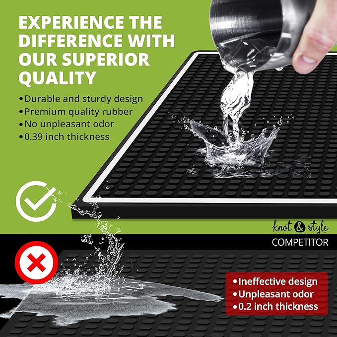 Bar Mat Spill Mat for Home Bar Decor for Home Durable Rubber 18"x12" Small Large Home Bar Accessories Bar Gifts Bar Mats for Countertop
