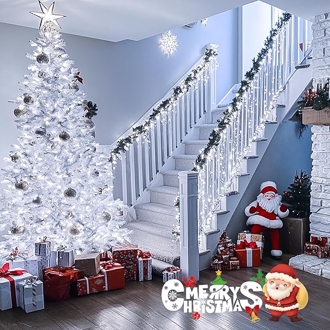 JMEXSUSS 150 LED White Christmas Lights Indoor Outdoor Waterproof, 59 Ft Connectable White String Lights Plug in, 8 Modes Twinkle Fairy Light for Bedroom Room Party Christmas Tree Decor