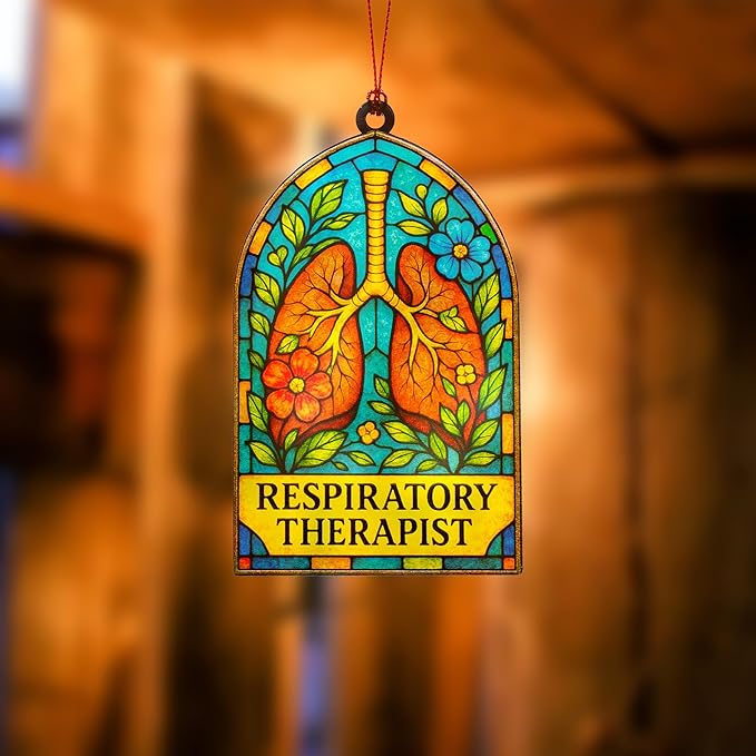 Respiratory therapist gifts, respiratory therapist accessories, Retirement, Lung Appreciation, Christmas ornament 2025, Suncatcher Effect stained glass window hanging, car hanging accessories
