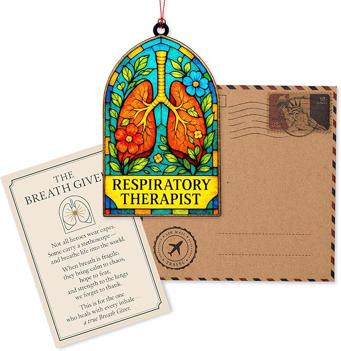 Respiratory therapist gifts, respiratory therapist accessories, Retirement, Lung Appreciation, Christmas ornament 2025, Suncatcher Effect stained glass window hanging, car hanging accessories