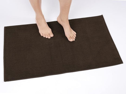 Cotton Paradise 100% Cotton Non Slip Bath Mats for Bathroom, 20x34 inch Soft Absorbent Quick Dry Machine Washable Floor Bath Mat, Brown Bath Rug