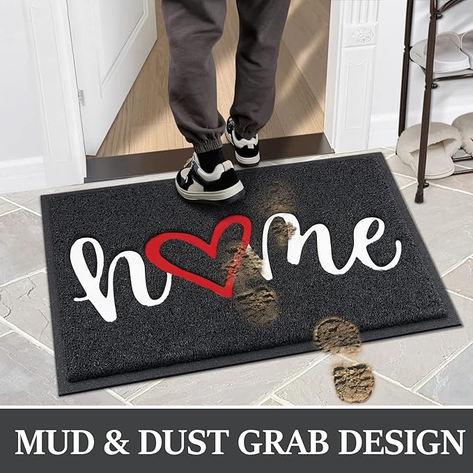 StepLively Door Mat Home Welcome Mats Outdoor and Indoor, Heavy-Duty Low-Profile Non-Slip Front Welcome Mat for Home Entrance, Outside Entry, Yard, Floor, Patio (32''x20'', Black)