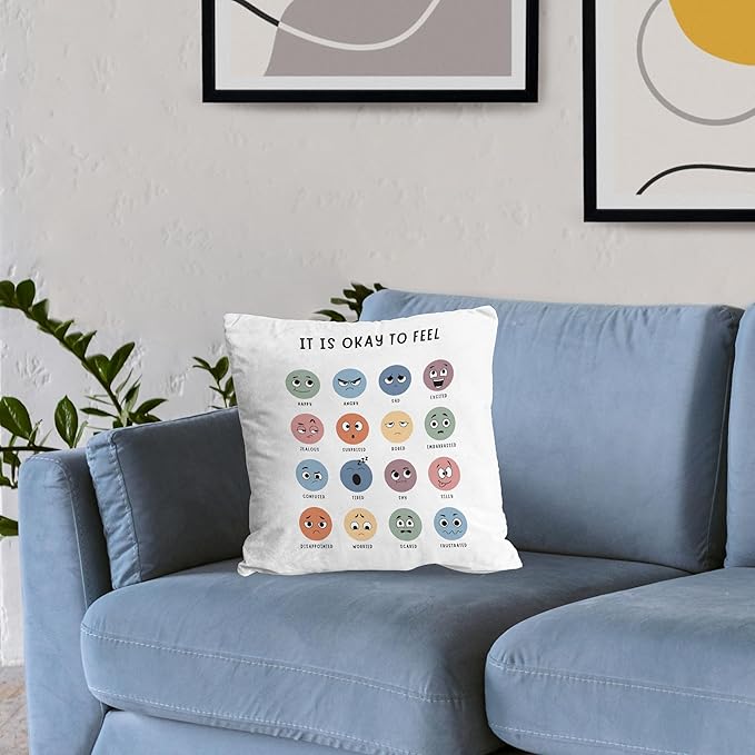 Nogrit Counseling Office Must Haves Throw Pillow Cover, Calming Corner, Mental Health Pillowcase Decor for Home Kids,Mental Health Counselor Gifts, Calming Corner Pillow Covers 20x20 White