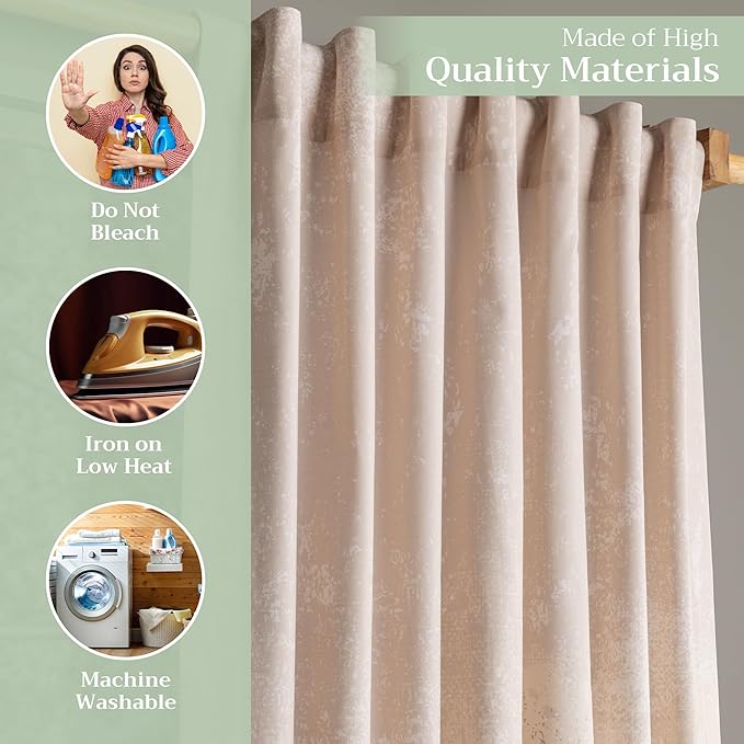 Maison d'Hermine Curtains for Living Room 100% Cotton 96 inch Length One Panel Window Curtains for Bedroom with Loop & Rod Pockets - Imperfection - Fog, 50" W x 96" L