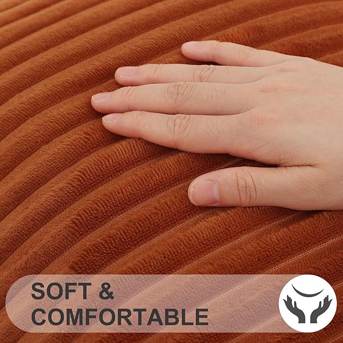 Simmore Decorative Fall Throw Pillow Covers 16x16 Set of 2, Soft Natural Plush Flannel Double-Sided Fluffy Couch Pillow Covers for Sofa Living Room, Rust